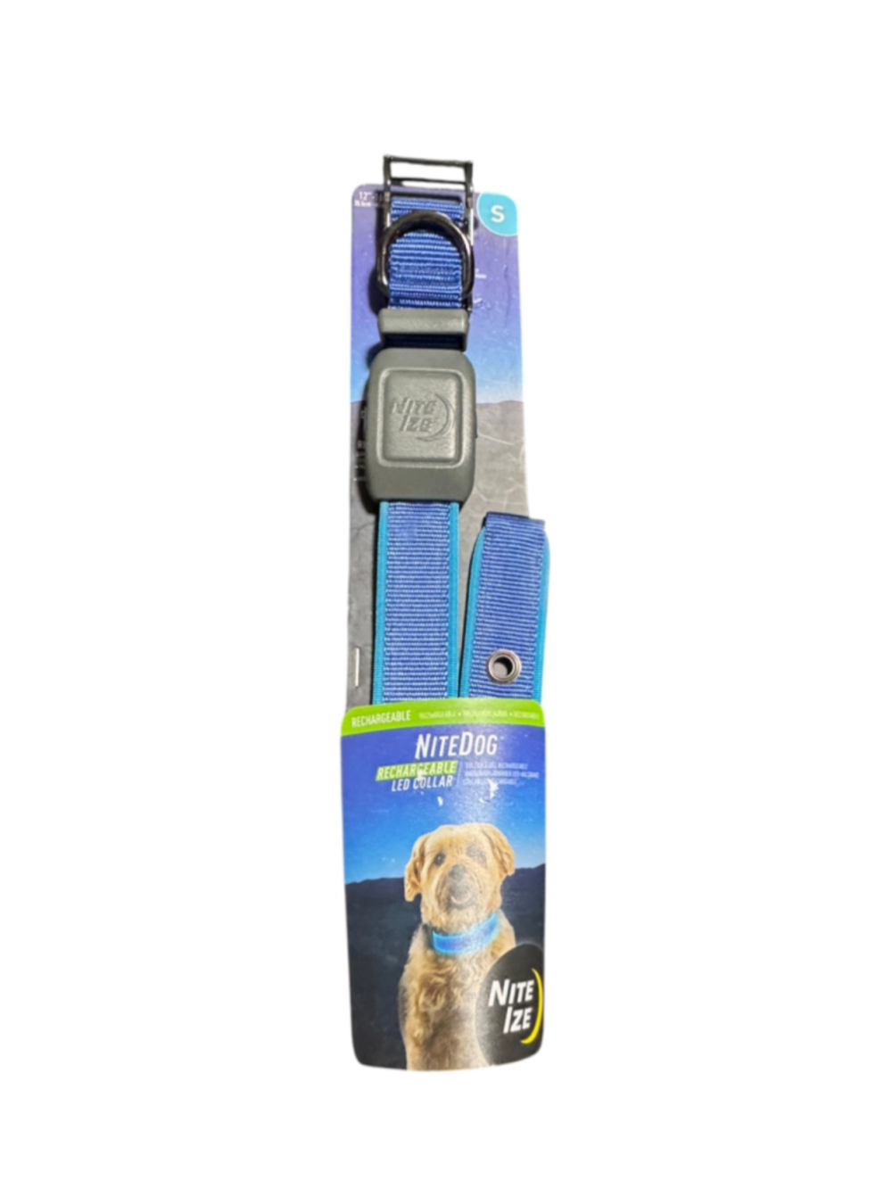 Nite Ize Rechargeable LED Dog Collar Size S Blue, Micro USB